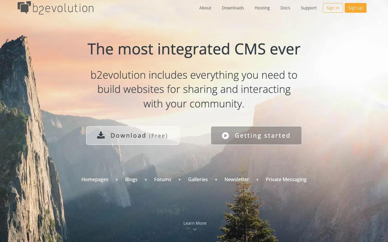 Captura de b2evolution, tomada de su sitio web oficial
