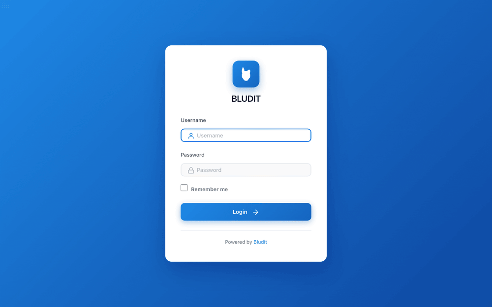 Captura de Bludit, tomada de su demo pública oficial