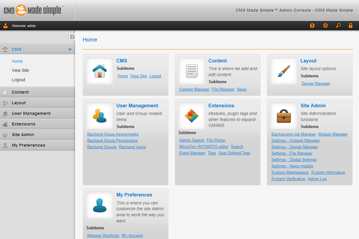 Captura de CMS Made Simple