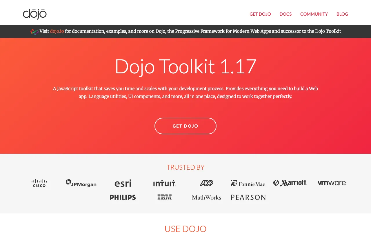 Captura de Dojo, tomada de su sitio web oficial