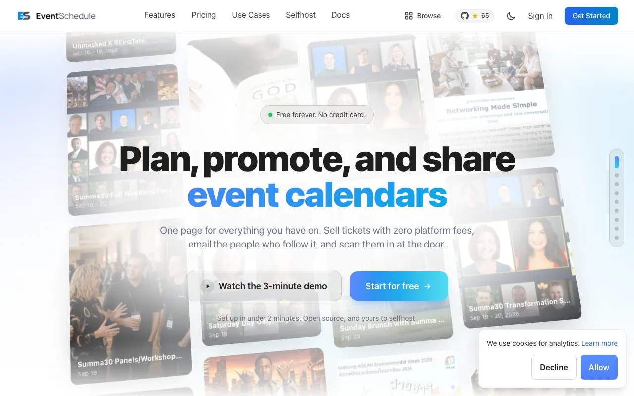 Captura de Event Schedule, tomada de su sitio web oficial