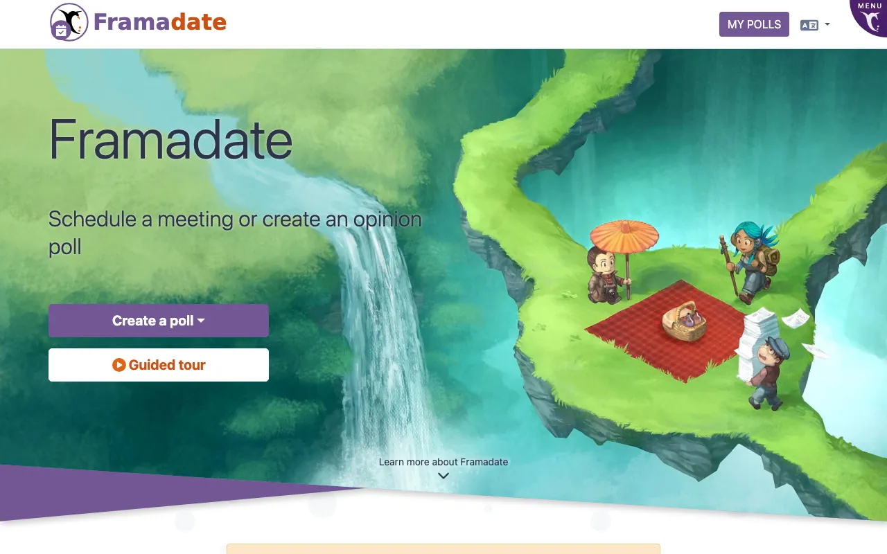 Captura de Framadate, tomada de su demo pública oficial
