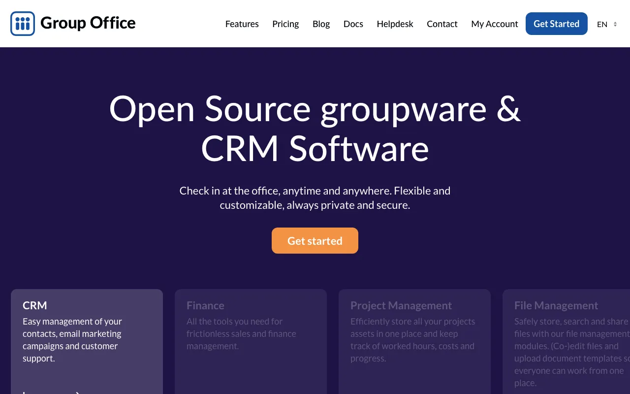 Captura de Group Office, tomada de su sitio web oficial