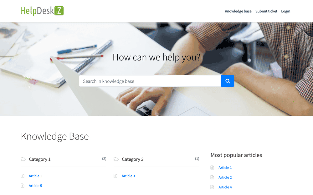 Captura de HelpDeskZ, tomada de su demo pública oficial