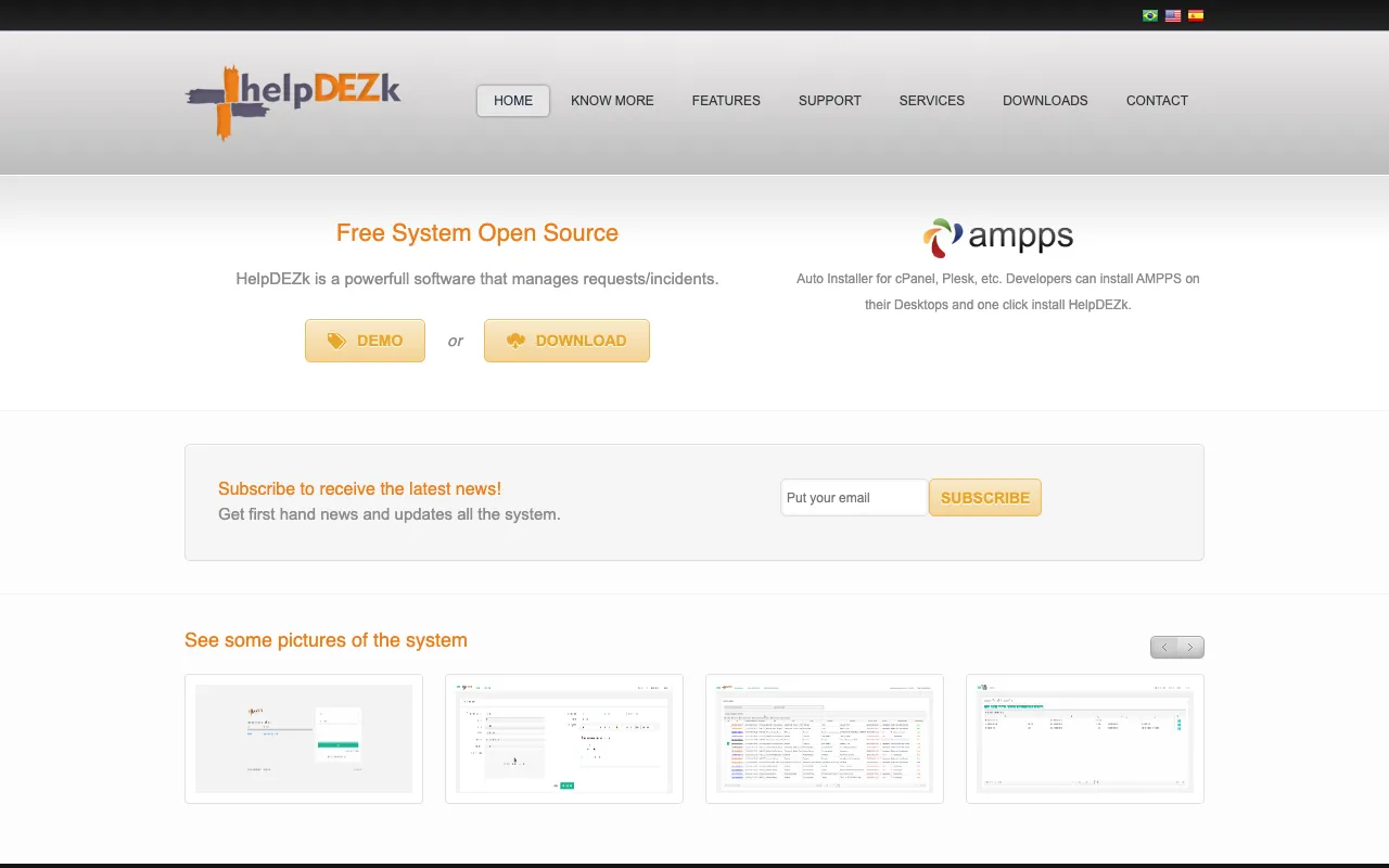 Captura de HelpDEZk, tomada de su sitio web oficial