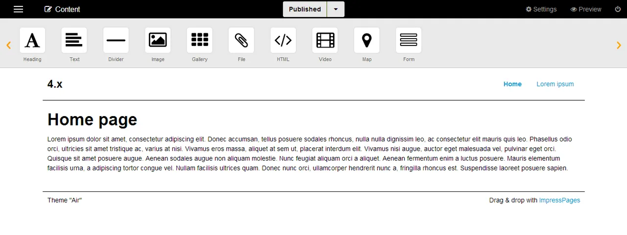 Captura de ImpressPages