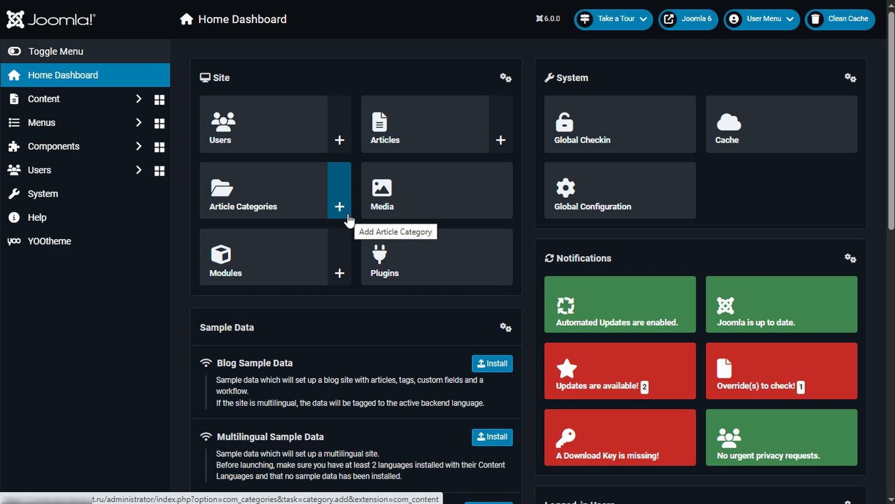 Captura de Joomla