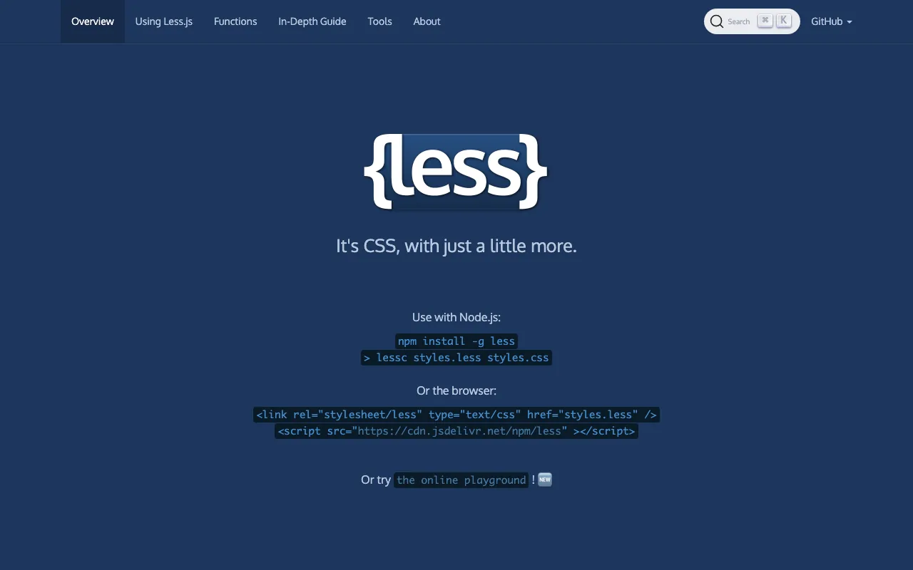 Captura de LESS, tomada de su sitio web oficial