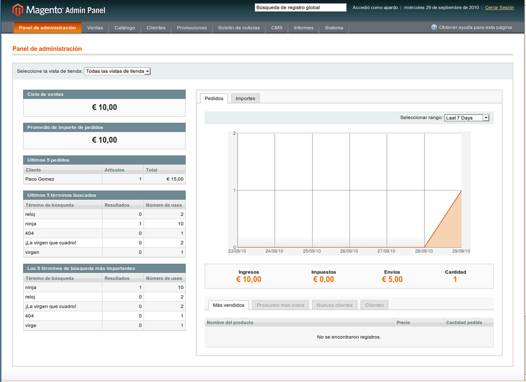 Captura de Magento
