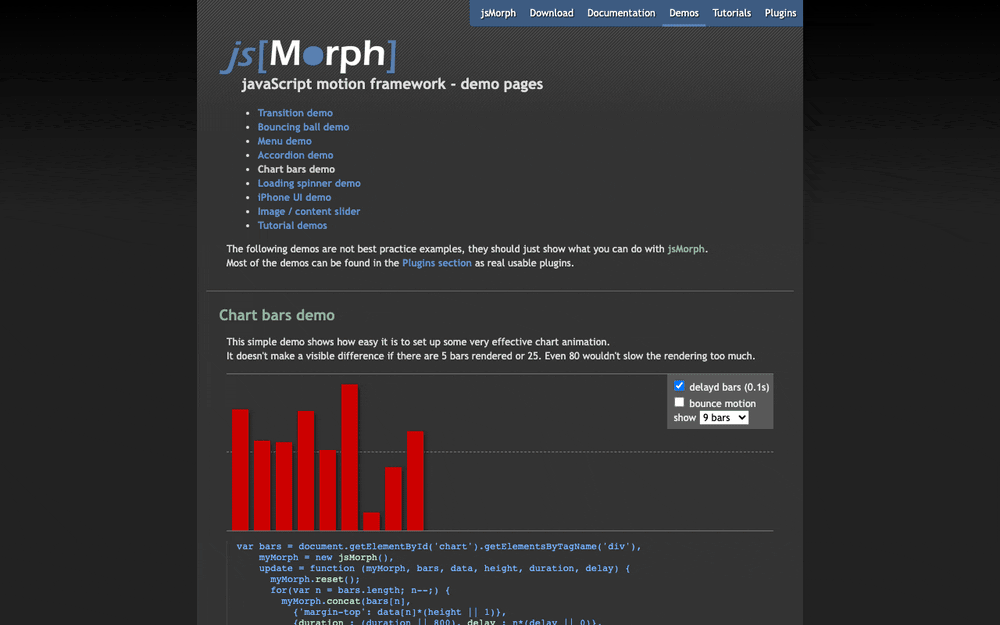Captura de jsMorph, tomada de su demo pública oficial