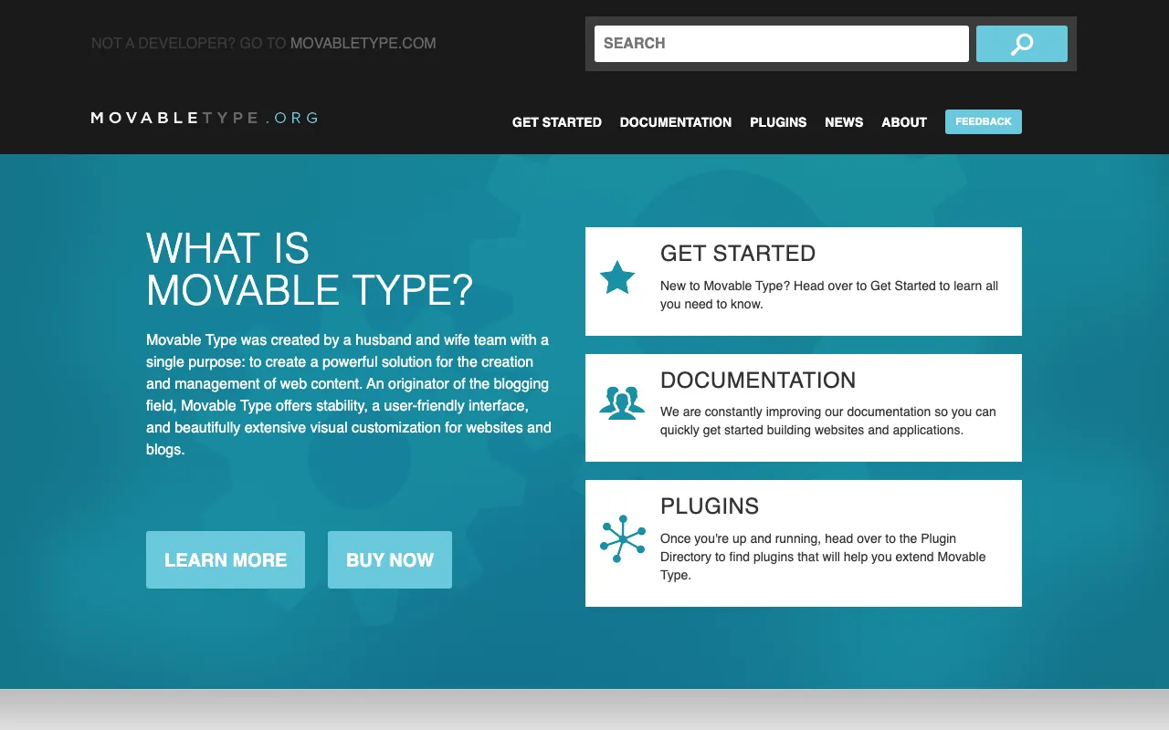 Captura de Movable Type, tomada de su sitio web oficial