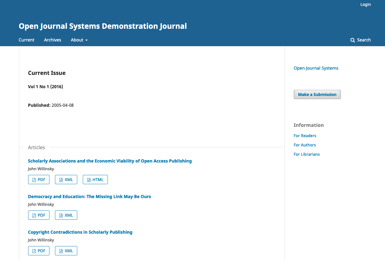 Captura de Open Journal Systems