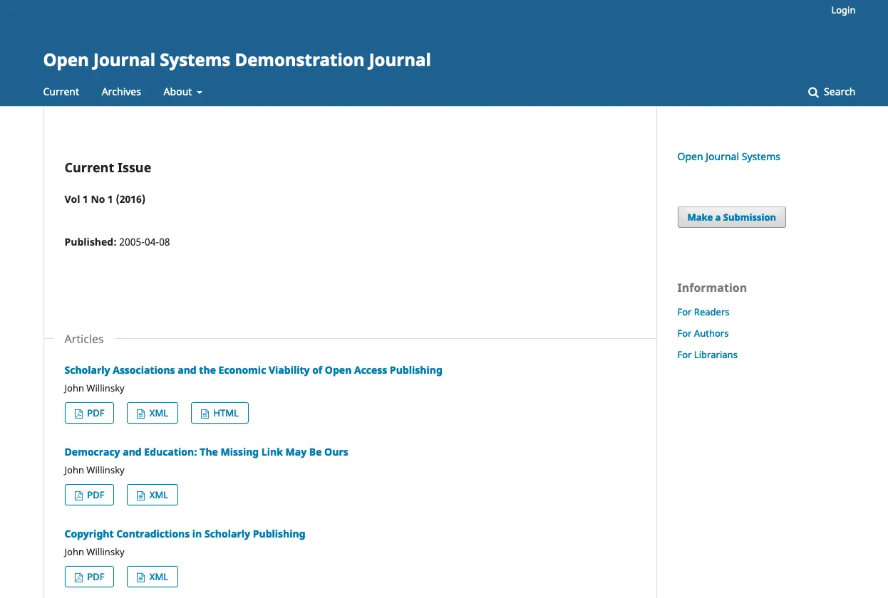 Captura de Open Journal Systems
