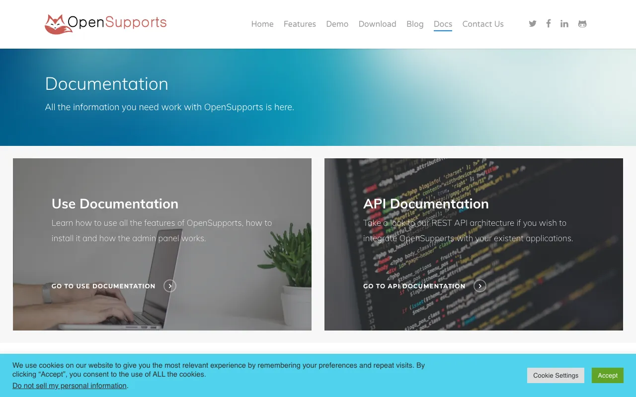 Captura de OpenSupports, tomada de su sitio web oficial