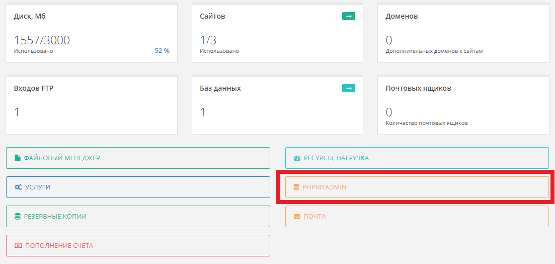 Captura de phpMyAdmin