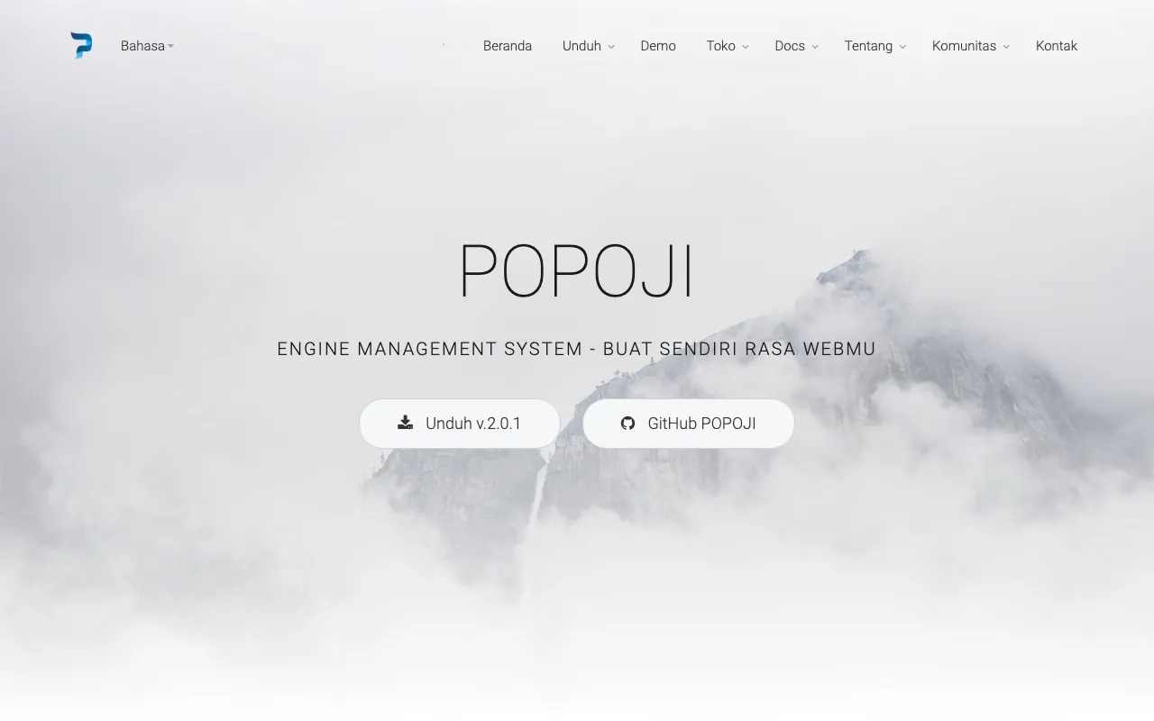 Captura de PopojiCMS, tomada de su sitio web oficial