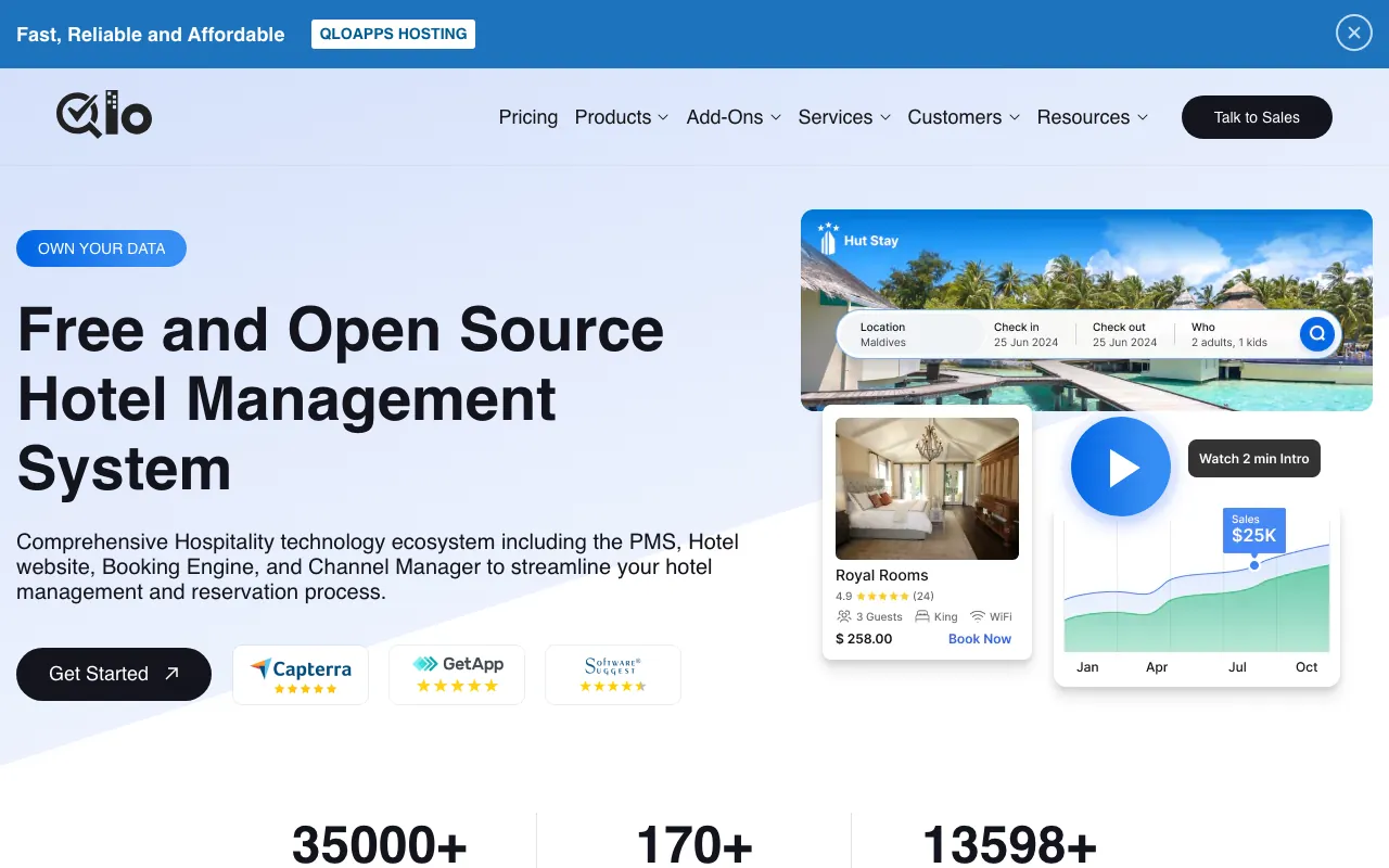 Captura de QloApps, tomada de su sitio web oficial