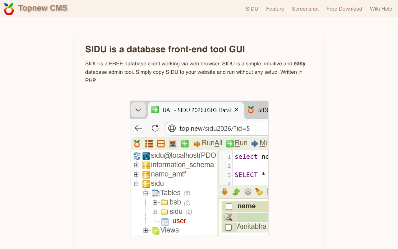 Captura de SIDU, tomada de su sitio web oficial