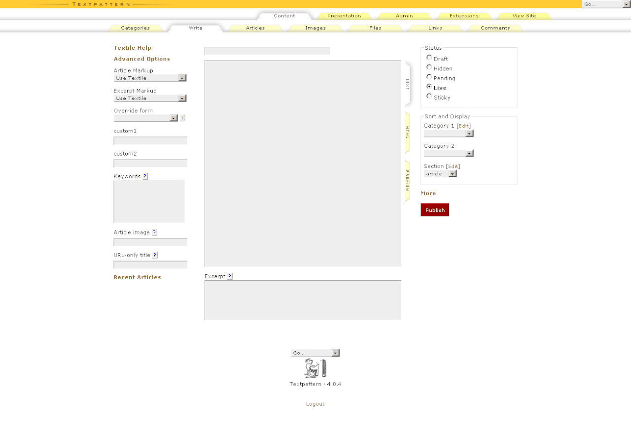 Captura de Textpattern