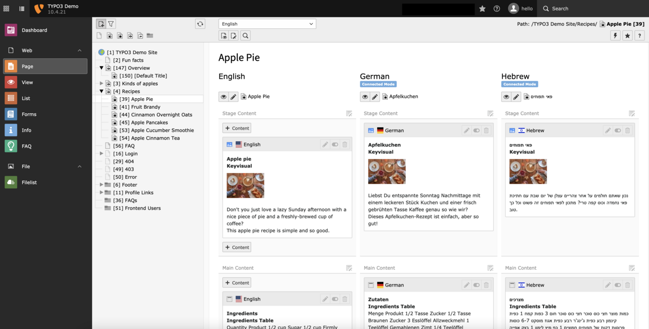 Captura de TYPO3