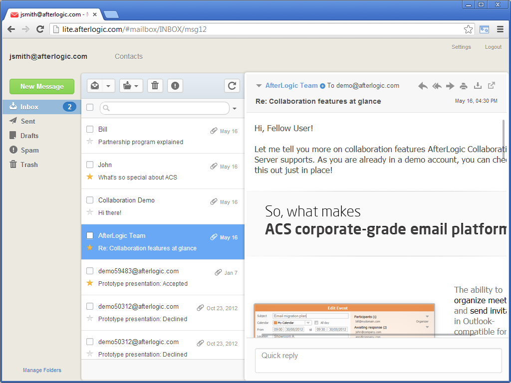 Captura de WebMail Lite