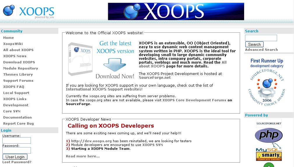 Captura de XOOPS