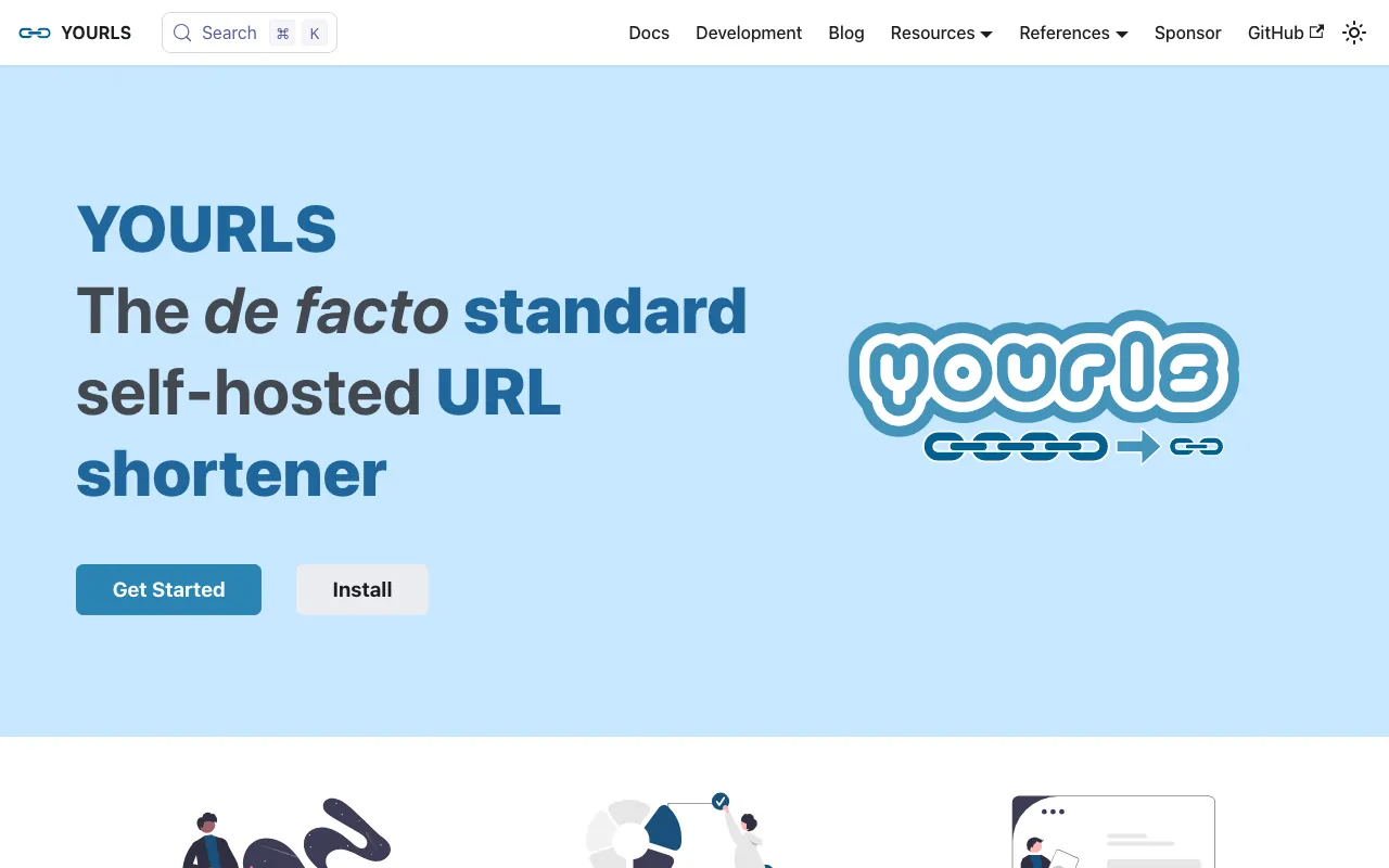 Captura de YOURLS, tomada de su sitio web oficial