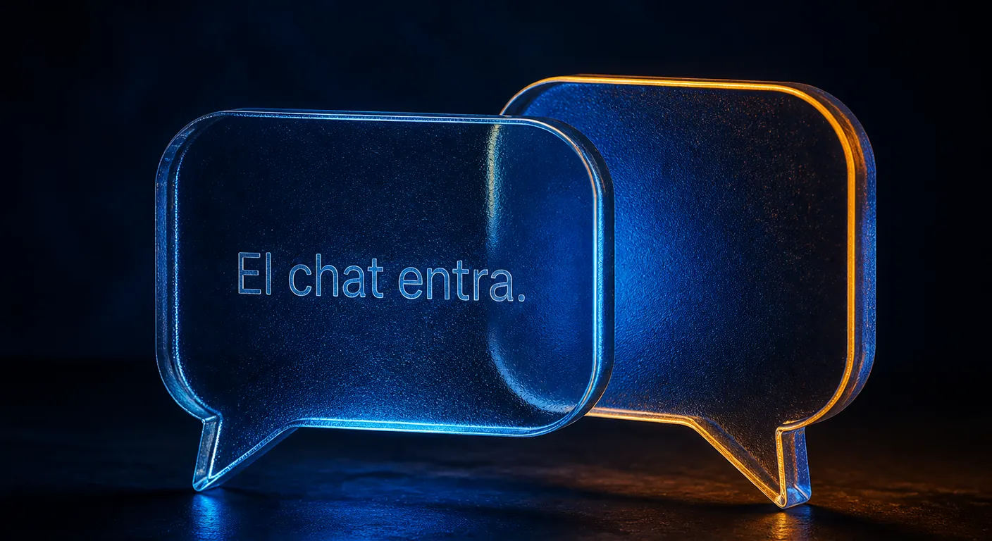 Dos globos de cristal encajados: el chat entra