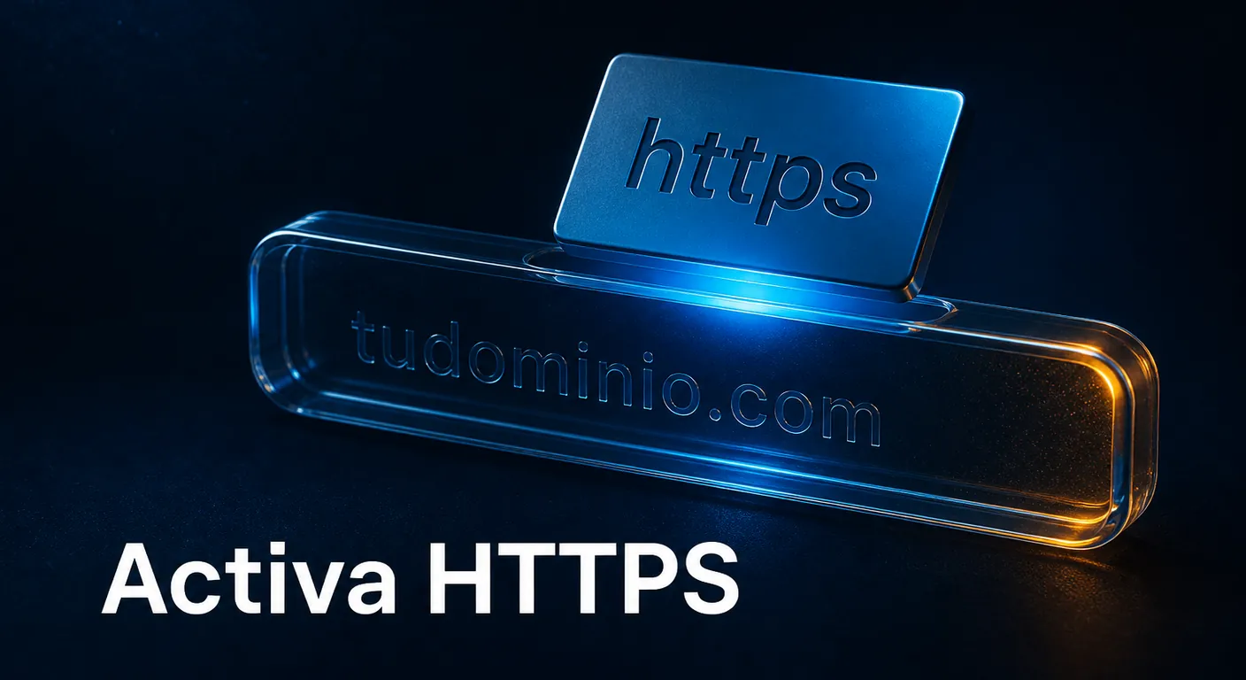 Placa HTTPS de cristal sobre la barra del dominio: activa HTTPS