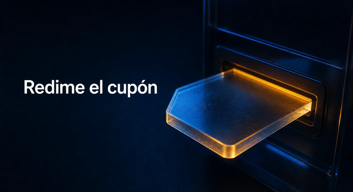 Ficha de cristal en la ranura: redime el cupón