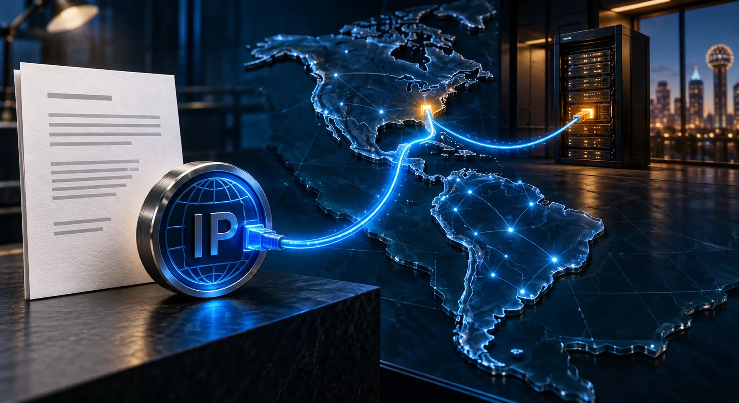 Documento e IP registrados a un lado y servidor ubicado físicamente al otro